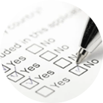 A pen checking off boxes on a yes no survey